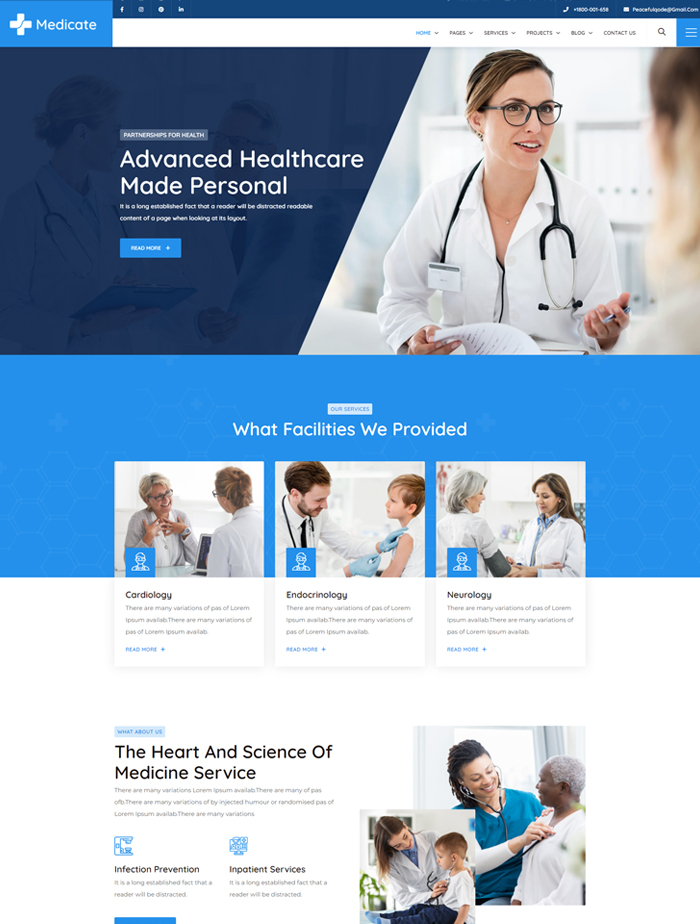 A medical website with multiple pages of doctors.