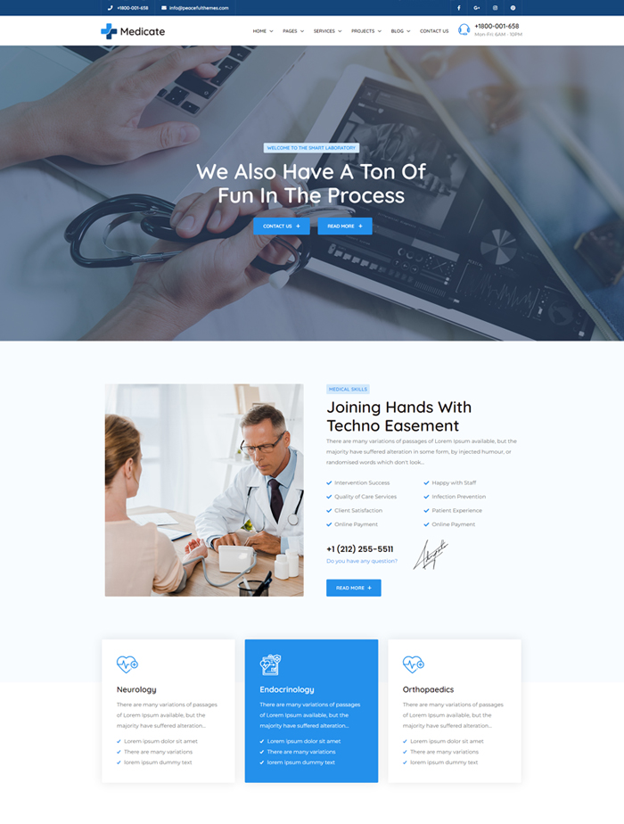 A medical website with a lot of information