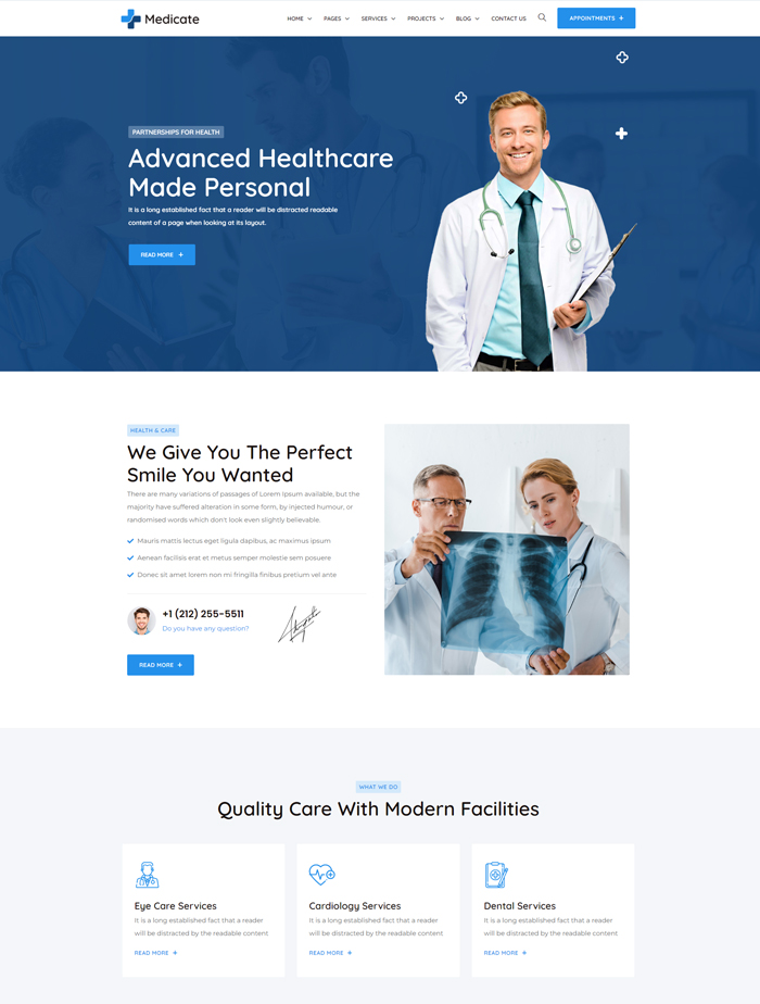 A medical website with a doctor and some doctors.