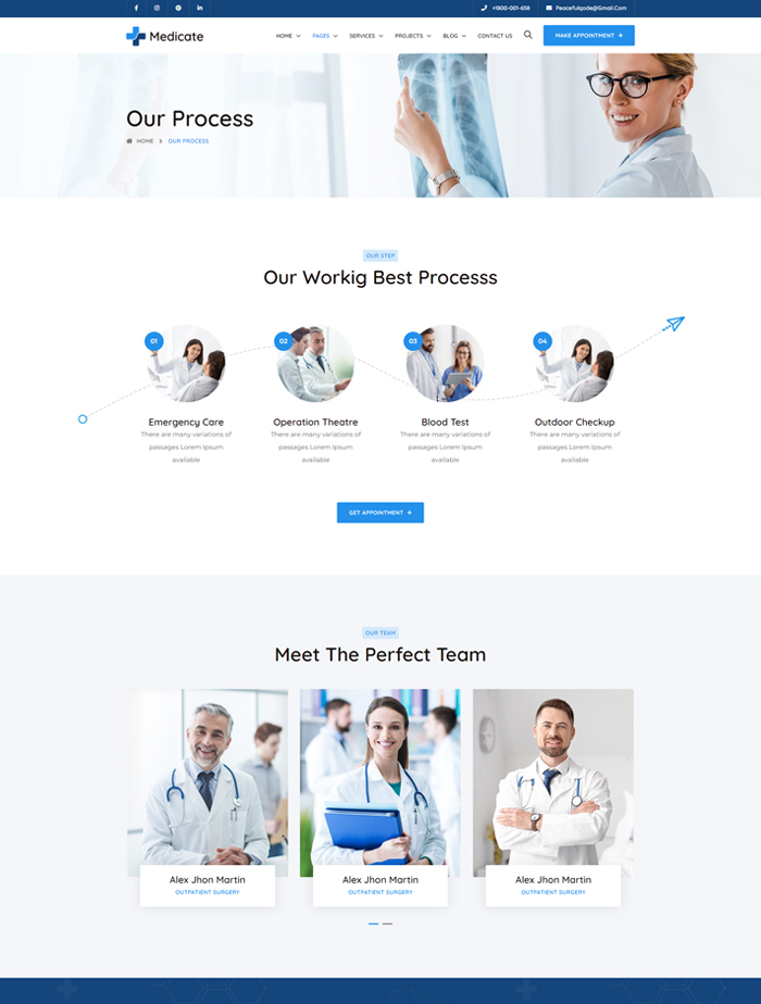 A medical website with multiple pages of doctors.