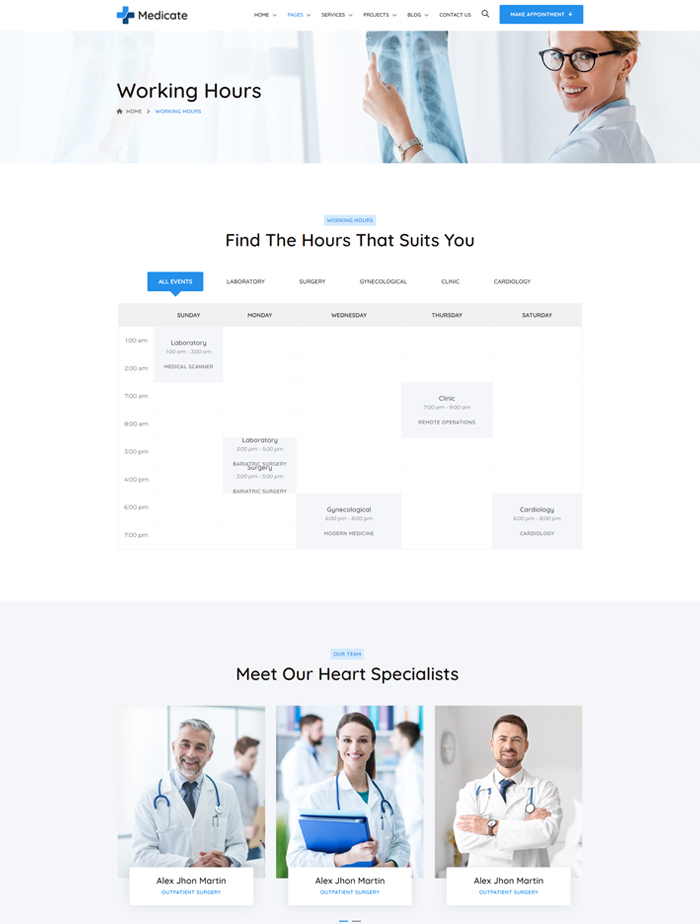 A medical website with multiple pages of doctors.