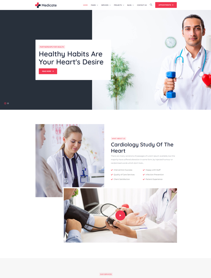 A medical website with two images of doctors.