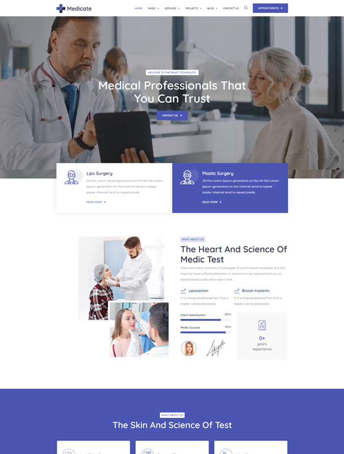 A medical website with multiple pages of people