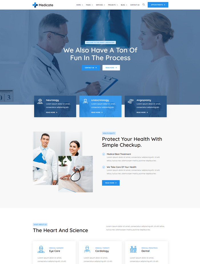 A medical website with a lot of features