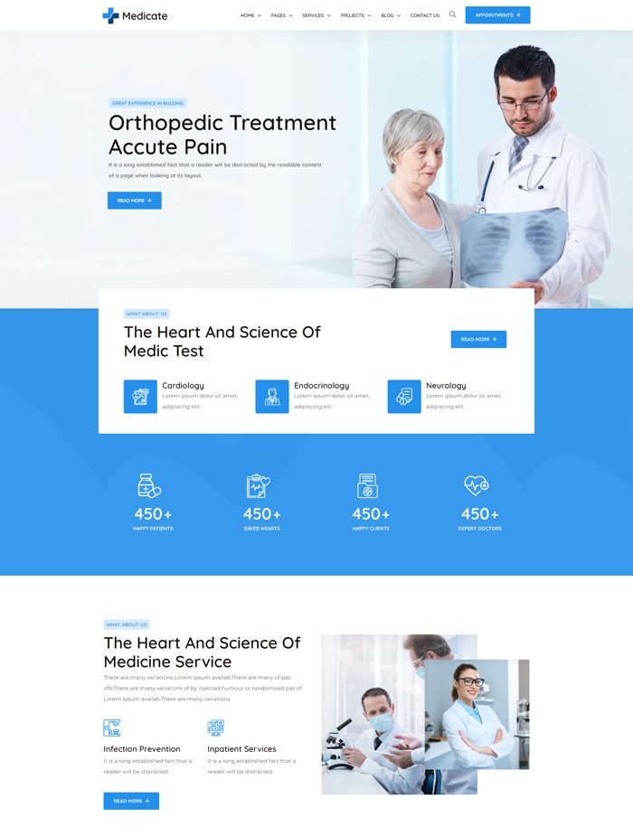 A medical website with a lot of features