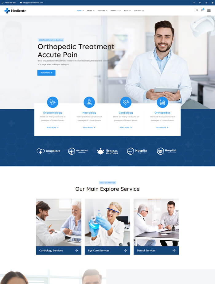 A website with multiple images of doctors and patients.